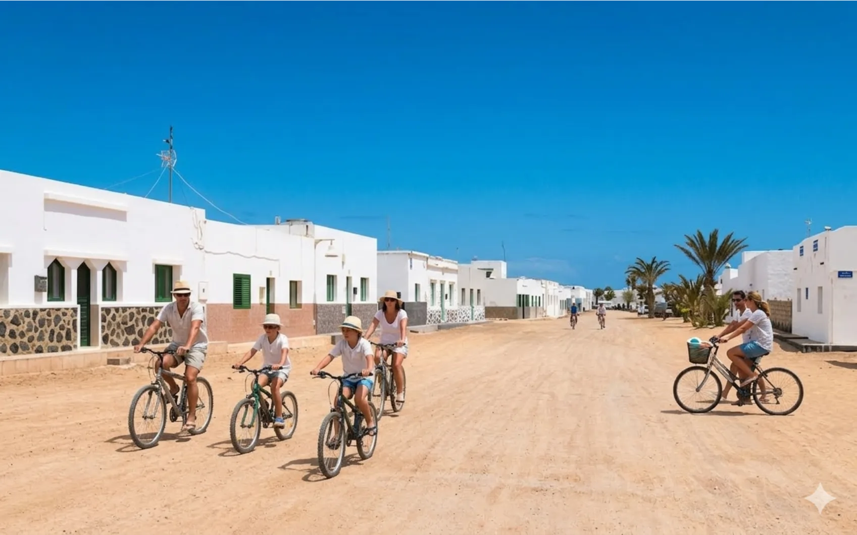 caleta de sebo la graciosa familia en bicicleta